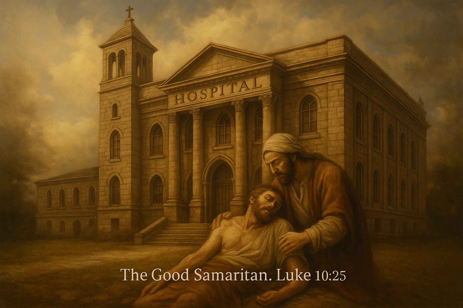 good-samaritian UK hospital with Christian origins, reflecting the Good Samaritan and biblical ethics in healthcare
